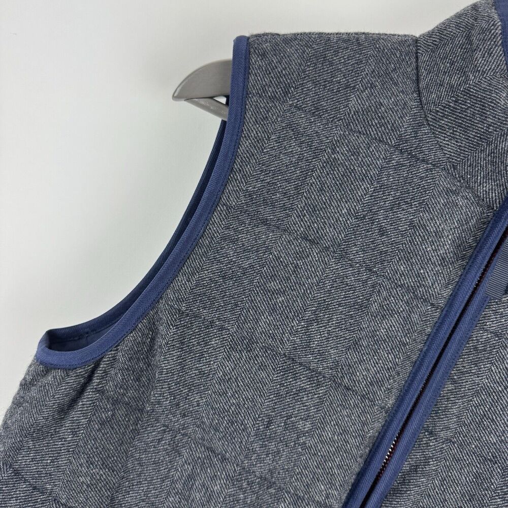 Boden Women's Blue Gray Wool Blend Zip Up Snap Pockets Quilted Vest Jacket - Picture 3 of 12